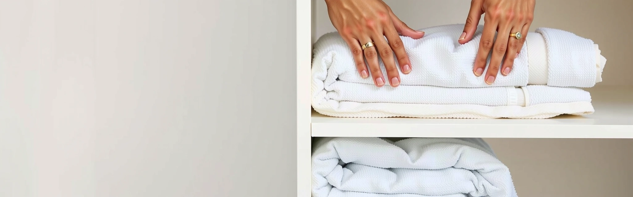 Hands organizing a neat space